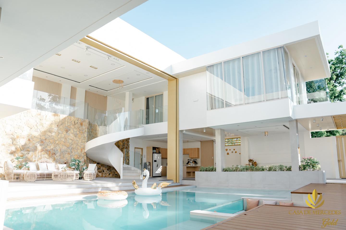 Pool exterior at golden hour